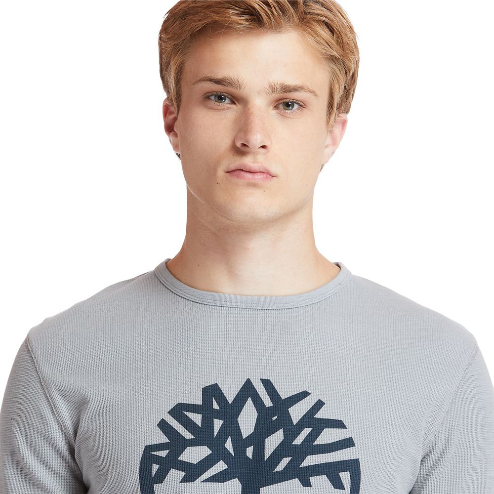 Timberland Mens T-Shirts Dyer River Slim-Fit Tree-Logo - Grey - India BX1083564